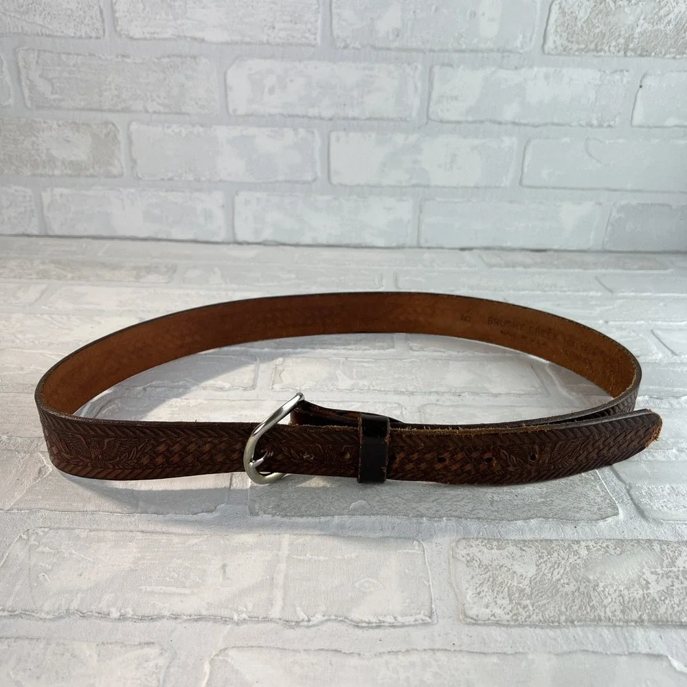 Vintage‎ Brushy Creek Belt Mens 40 Tooled Leather Eagle Western Cowboy USA 90s